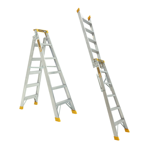 Dual purpose (double sided) 180kg Rated Heavy Duty Industrial Aluminium Ladder 1.8 - 4.5m (6ft - 15ft)  