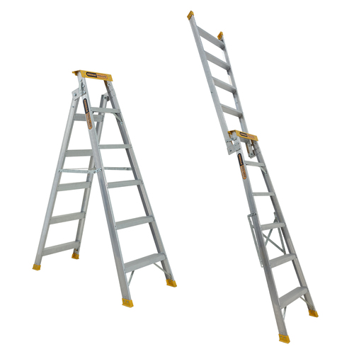 Dual purpose 150kg Rated Industrial Pro-Lite Aluminium ladder 6 - 8 Step (1.75m - 4.34m)    