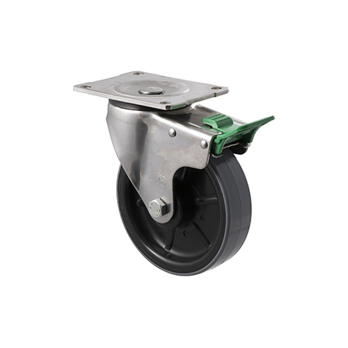 450kg Rated Industrial Stainless Steel Polyurethane Castor - Nylon Tyre- 150mm - Plate Direction Lock - Roller Bearing - NA