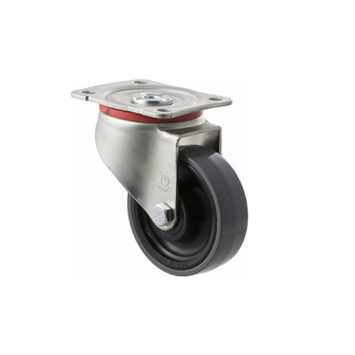 300kg Rated Industrial Castors - Polyurethene Wheel - 100mm - Plate Swivel - Plain Bearing