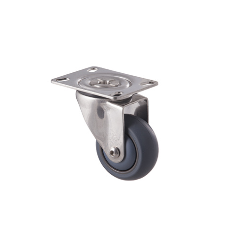 85kg Rated Stainless Steel Heavy Duty Castor - TPE Wheel - TPE Wheel - 75mm - Plate Swivel - Plain Bearing - ISO