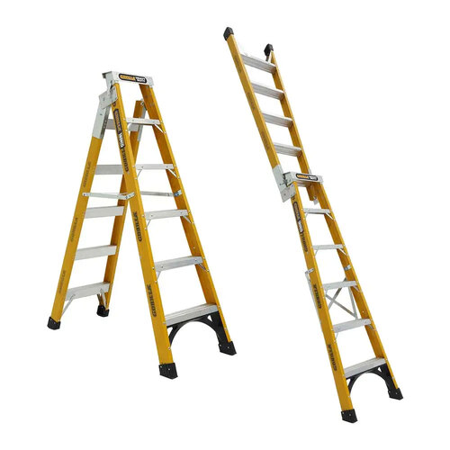 Dual purpose 150kg Rated ladder 1.8-4.5m (6-15ft) Heavy Duty Industrial Fiberglass