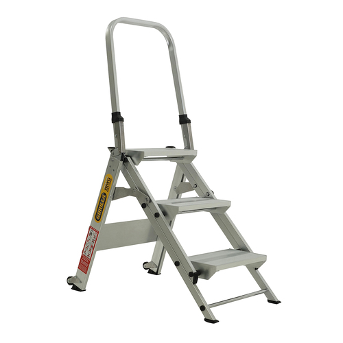Heavy Duty 150kg Rated 3 Step Stair Ladder Industrial Aluminium 