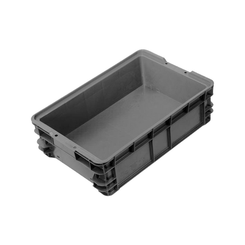 25L Nally Plastic Container Stacking Crate - 580 x 385 x 166mm - Solid Base