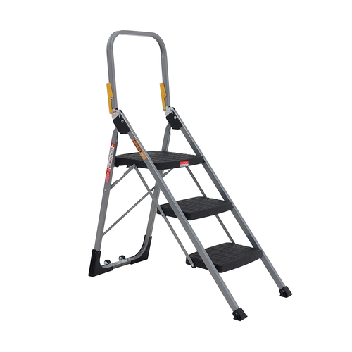 Industrial 120kg Rated 3 Step Steel Stair Ladder 