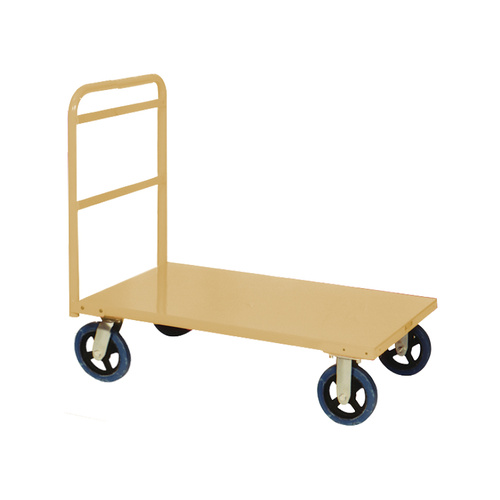 450kg Rated Steel Heavy Duty Platform Trolley - 1 Handle 4 Wheel - 1110 x 710 x 1051mm - Beige 