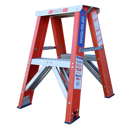 Indalex 2 -8 Steps 150kg Rated Industrial Double Sided Fibreglass Step Ladder